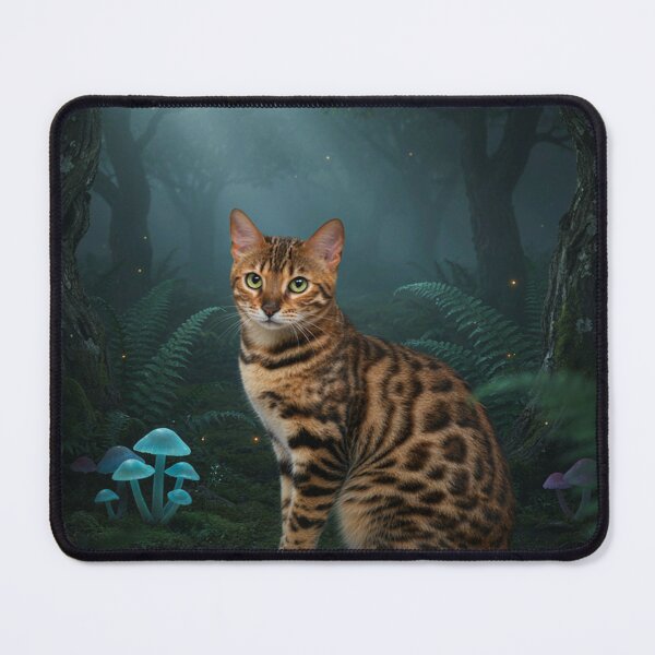 Item preview, Mystical Bengal Cat in an Enchanted Moonlit Forest designed and sold by JanjjaSoulInk.