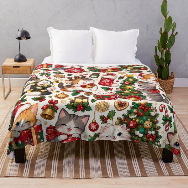 Item preview, Cute Christmas Cat Pattern – Festive Holiday Kittens designed and sold by Flower Magic .