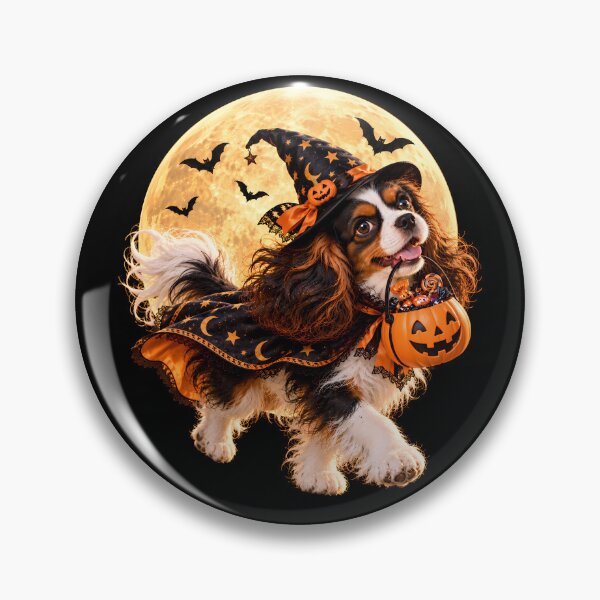 Item preview, Cavalier King Charles Spaniel Halloween Witch Dog Under Full Moon designed and sold by ManJiangHong.