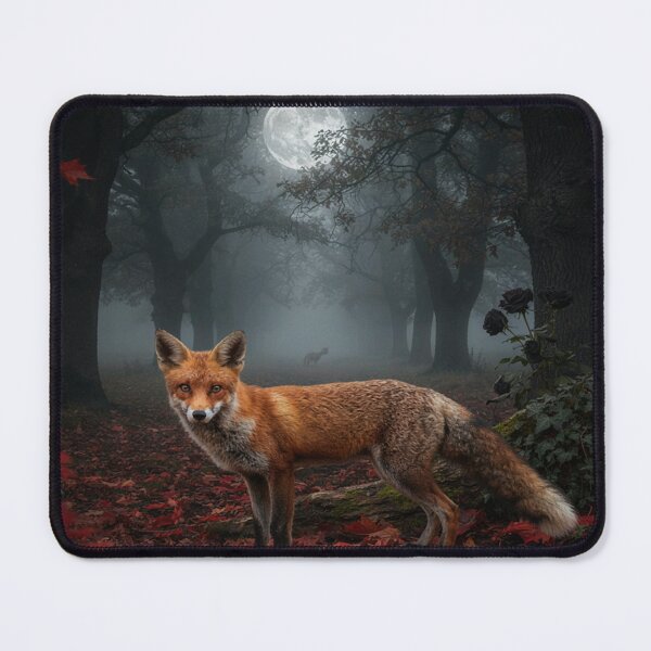 Item preview, Red Fox in a Dark Moonlit Gothic Forest designed and sold by JanjjaSoulInk.