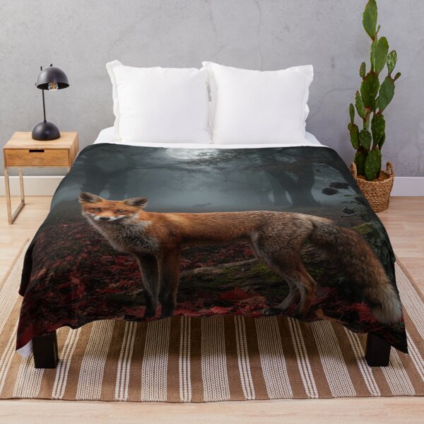 Item preview, Red Fox in a Dark Moonlit Gothic Forest designed and sold by JanjjaSoulInk.