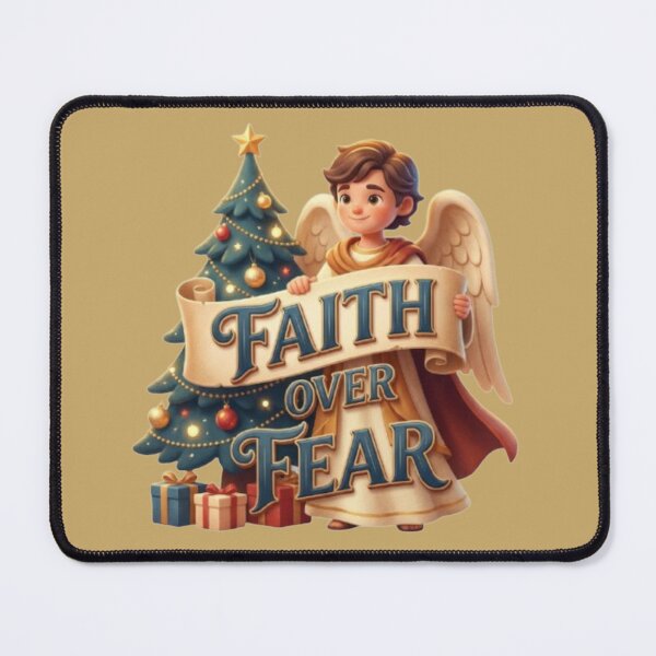 Item preview, Faith Over Fear Christmas Angel Boy - Christian Holiday Design designed and sold by HeartHopeShop.