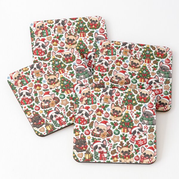 Item preview, Cute Christmas French Bulldog Pattern – Festive Frenchies designed and sold by Flower Magic .