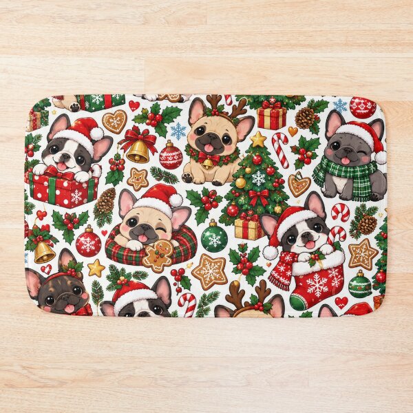 Item preview, Cute Christmas French Bulldog Pattern – Festive Frenchies designed and sold by Flower Magic .