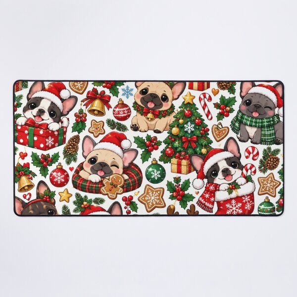 Item preview, Cute Christmas French Bulldog Pattern – Festive Frenchies designed and sold by Flower Magic .