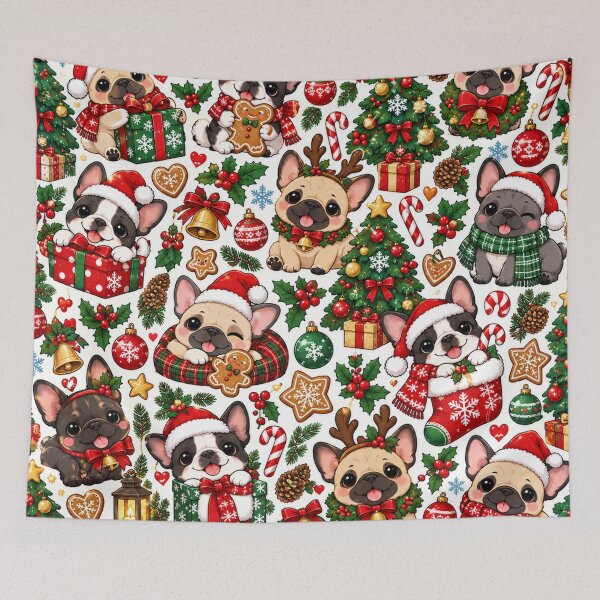 Item preview, Cute Christmas French Bulldog Pattern – Festive Frenchies designed and sold by Flower Magic .