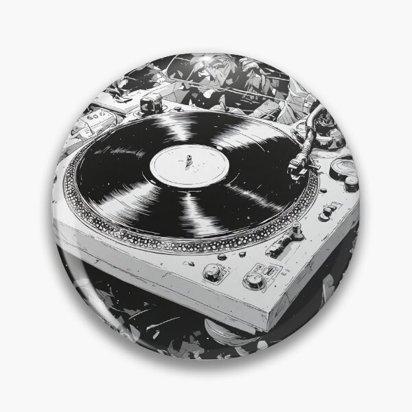 Item preview, Black and White Comic Style DJ Turntable Graphic designed and sold by HappyPrintCo.