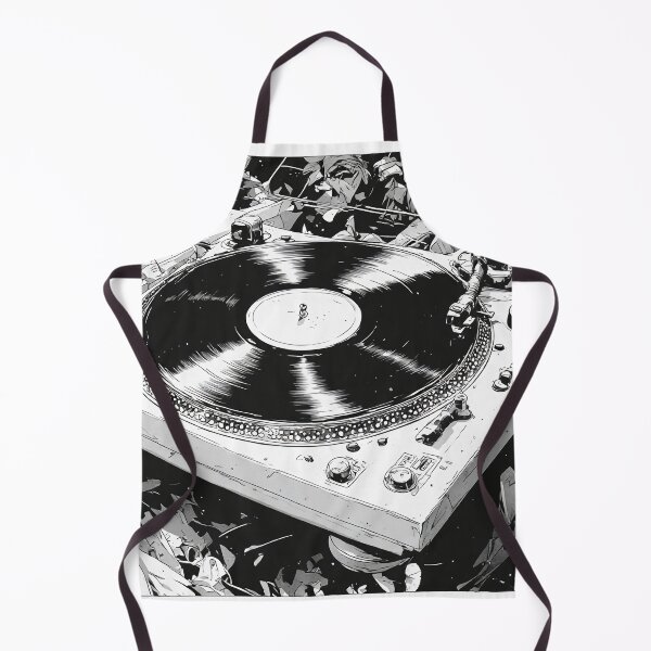 Item preview, Black and White Comic Style DJ Turntable Graphic designed and sold by HappyPrintCo.