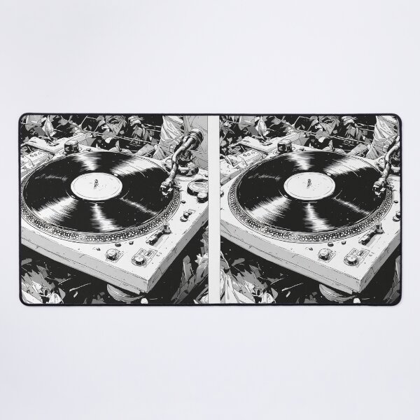 Item preview, Black and White Comic Style DJ Turntable Graphic designed and sold by HappyPrintCo.