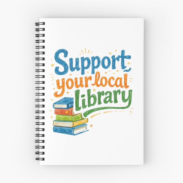 Item preview, Support Your Local Library Delicate Sketch Book With Retro Crayon Touches of Colors designed and sold by sadedream.