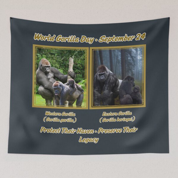 Item preview, World Gorilla Day Sept 24th 2026 Conservation Art designed and sold by Nightshade Pixie Creations.