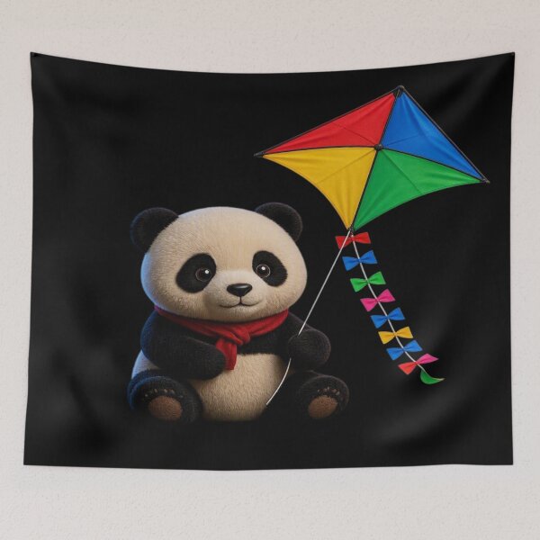 Item preview, Cute Panda with Colorful Kite - Whimsical Kawaii Animal Art designed and sold by Breezes-of-Ida.