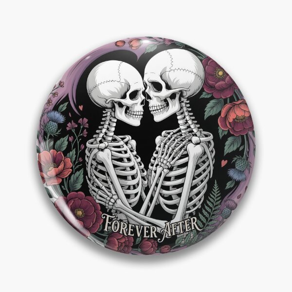 Item preview, Forever After - Skeleton Couple Gothic Romance Floral Sticker designed and sold by stylishsketcher.