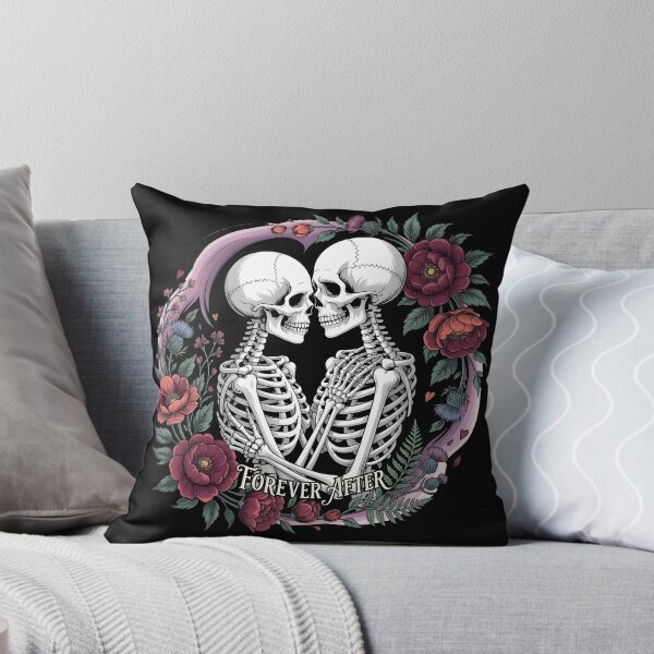 Item preview, Forever After - Skeleton Couple Gothic Romance Floral Sticker designed and sold by stylishsketcher.