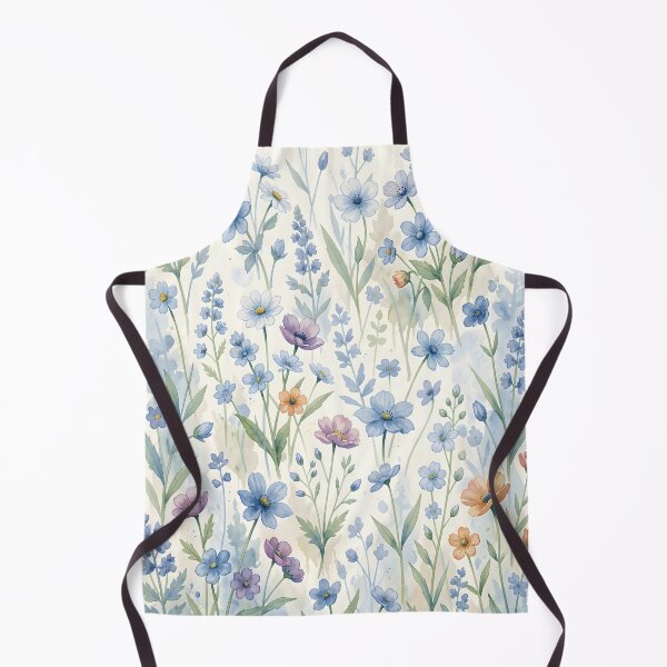 Item preview, Delicate Pastel Meadow Blue Watercolor Wildflowers Floral Pattern designed and sold by ZanyPaintbrush.
