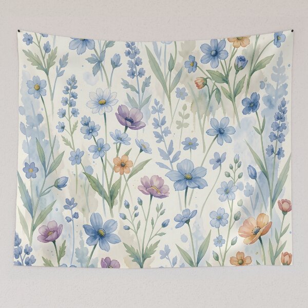 Item preview, Delicate Pastel Meadow Blue Watercolor Wildflowers Floral Pattern designed and sold by ZHD Home Decor - Apparel - Accessories.