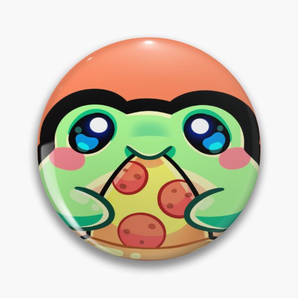 Item preview, Cute Frog Eating Pizza designed and sold by pastel-moons.