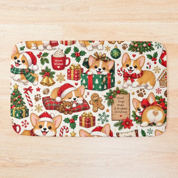 Item preview, Cute Christmas Corgi Pattern – Festive Holiday Corgis designed and sold by Flower Magic .