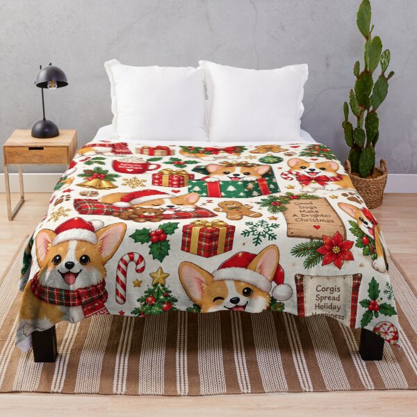 Item preview, Cute Christmas Corgi Pattern – Festive Holiday Corgis designed and sold by Flower Magic .