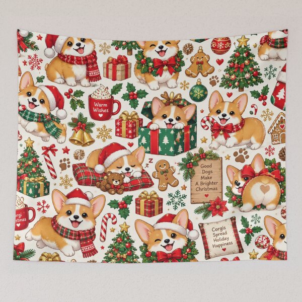 Item preview, Cute Christmas Corgi Pattern – Festive Holiday Corgis designed and sold by Flower Magic .