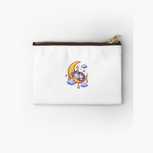 Item preview, Moonlight Dreamer – Cute Sleeping Cat Pixel Art designed and sold by Handmade--Heaven.