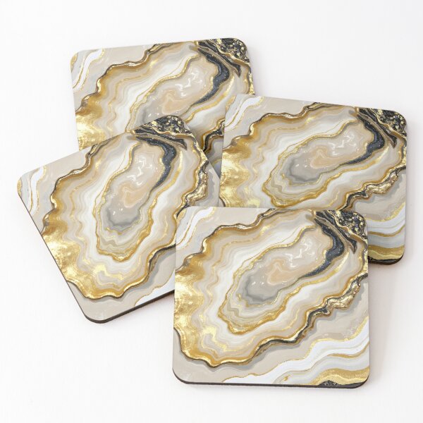 Item preview, Gold Black & Silver Oyster Abstract – Elegant Coastal Luxury Art Design ? designed and sold by PeacefulD-signs.