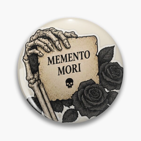 Item preview, Memento Mori Skeleton Hand Sticker | Gothic Tombstone with Black Roses Latin Quote designed and sold by MetaModel Editions.