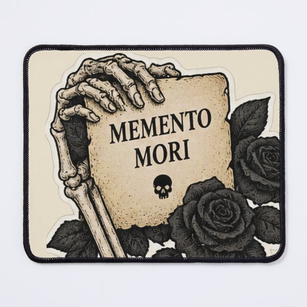 Item preview, Memento Mori Skeleton Hand Sticker | Gothic Tombstone with Black Roses Latin Quote designed and sold by MetaModel Editions.