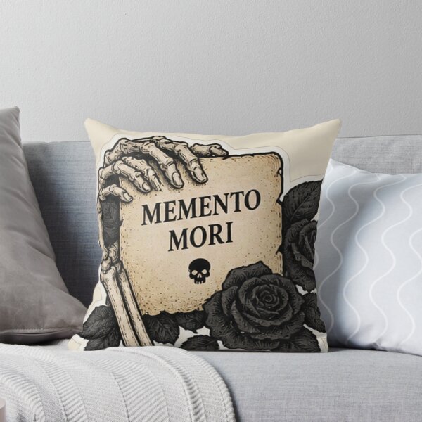 Item preview, Memento Mori Skeleton Hand Sticker | Gothic Tombstone with Black Roses Latin Quote designed and sold by MetaModel Editions.