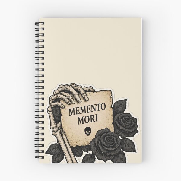Item preview, Memento Mori Skeleton Hand Sticker | Gothic Tombstone with Black Roses Latin Quote designed and sold by MetaModel Editions.