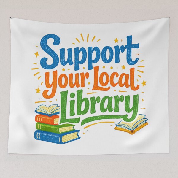 Item preview, Support Your Local Library Delicate Sketch Book With Retro Crayon Touches of Colors On Board designed and sold by sadedream.