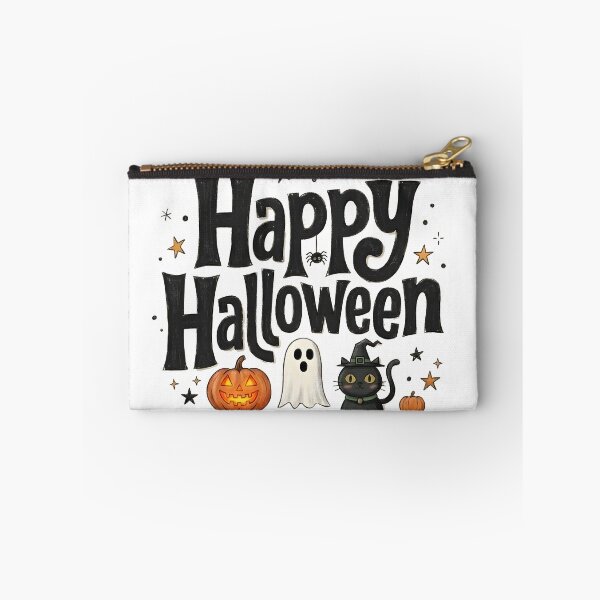 Item preview, Cute Happy Halloween Ghost Black Cat and Pumpkin designed and sold by stylishsketcher.