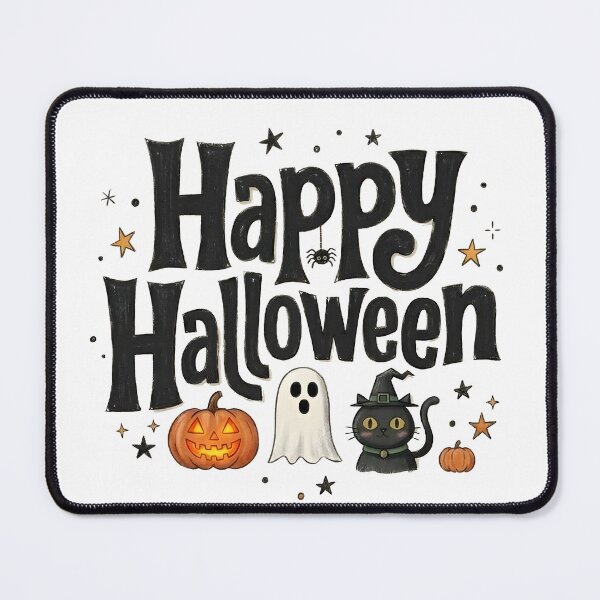 Item preview, Cute Happy Halloween Ghost Black Cat and Pumpkin designed and sold by stylishsketcher.