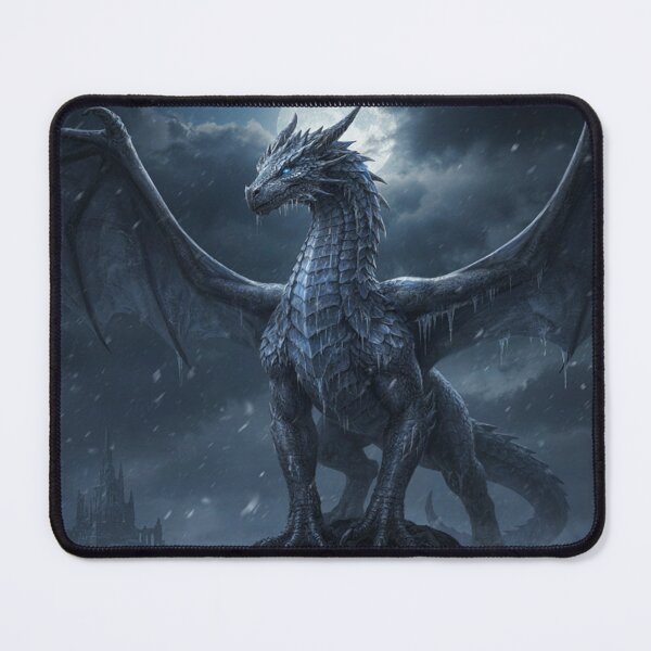 Item preview, Majestic Ice Dragon on a Frozen Gothic Mountain designed and sold by JanjjaSoulInk.