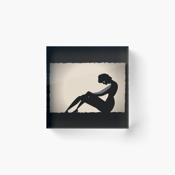 Item preview, sad lonely woman silhouette confined in an enclosed space designed and sold by matintheworld ( delcarmat ).