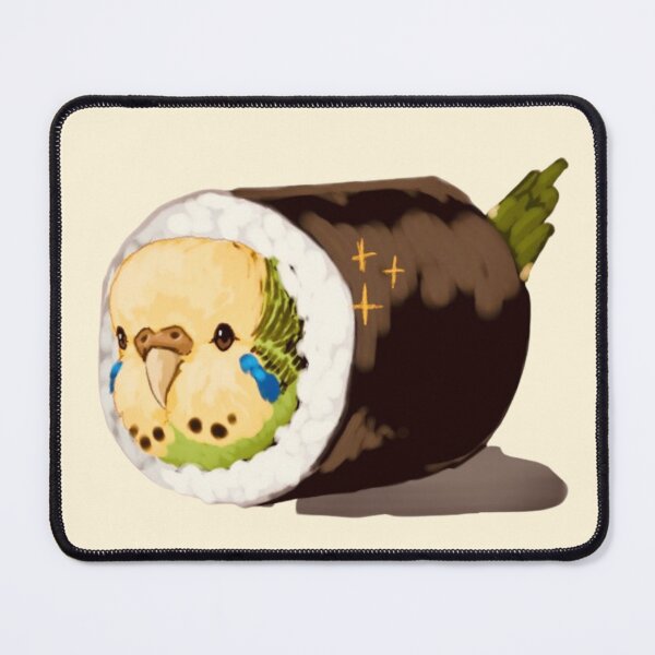Item preview, Cute Green and Yellow Budgie Sushi Roll Painting for Bird Lovers designed and sold by MakersFolly.