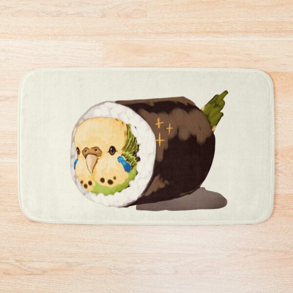 Item preview, Cute Green and Yellow Budgie Sushi Roll Painting for Bird Lovers designed and sold by MakersFolly.