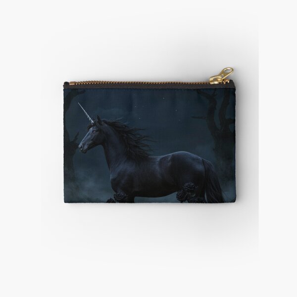 Item preview, Black Unicorn Beneath a Gothic Crescent Moon designed and sold by JanjjaSoulInk.