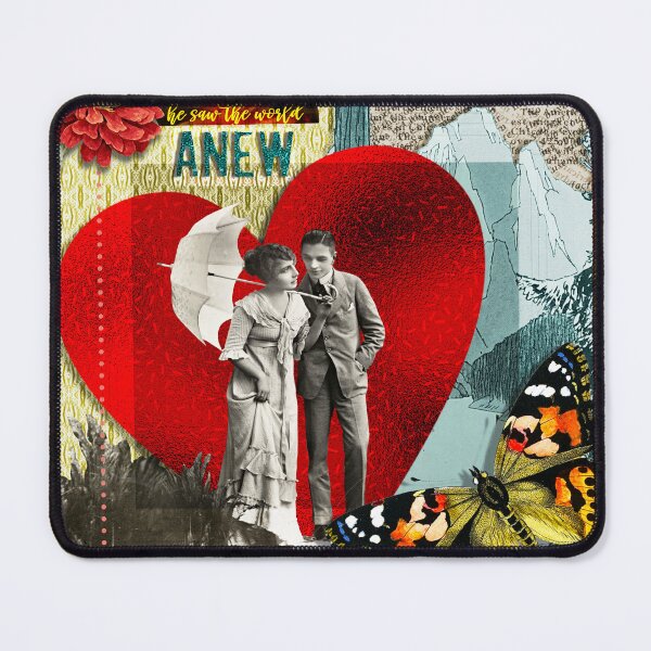 Item preview, Vintage Romance Red Heart Butterfly Collage designed and sold by AKateWillett.
