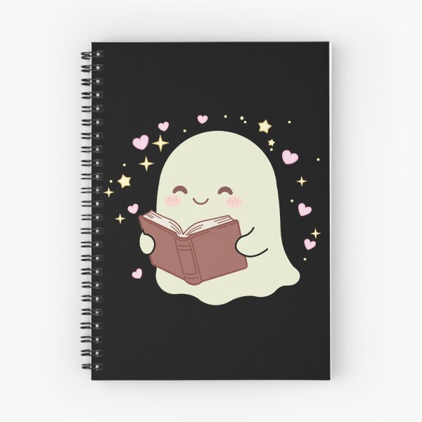 Item preview, Cute Kawaii Ghost Reading a Book Magic Stars Hearts designed and sold by Hallowed Artistry.