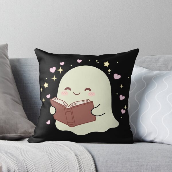 Item preview, Cute Kawaii Ghost Reading a Book Magic Stars Hearts designed and sold by Hallowed Artistry.