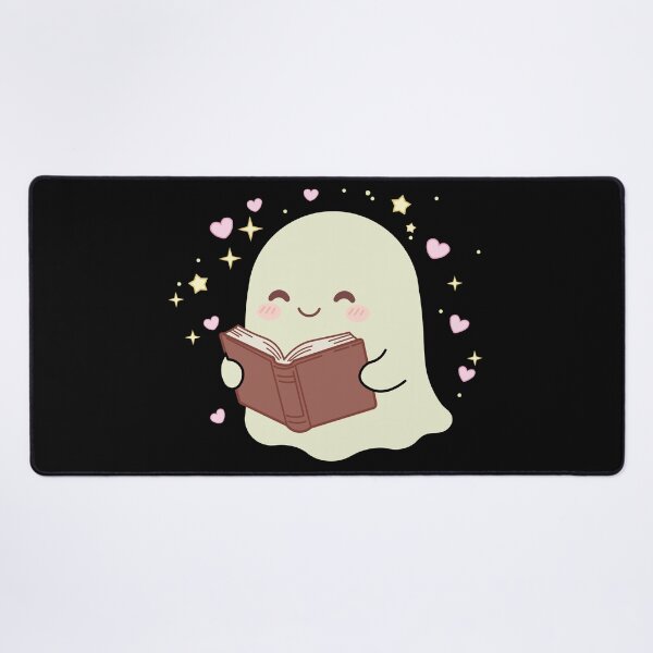Item preview, Cute Kawaii Ghost Reading a Book Magic Stars Hearts designed and sold by Hallowed Artistry.