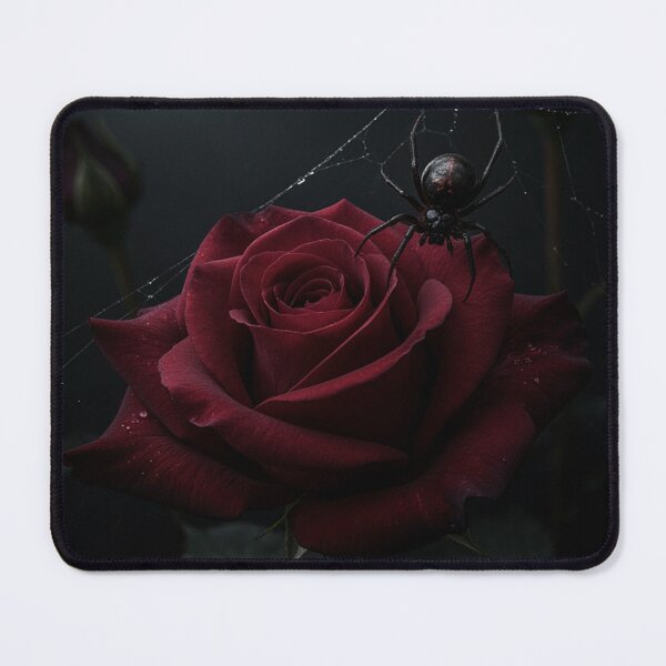 Item preview, Black Widow Spider on a Gothic Crimson Rose designed and sold by JanjjaSoulInk.