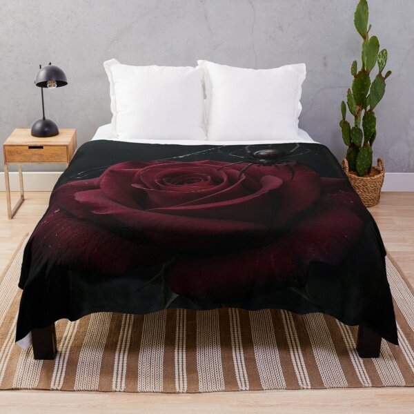 Item preview, Black Widow Spider on a Gothic Crimson Rose designed and sold by JanjjaSoulInk.