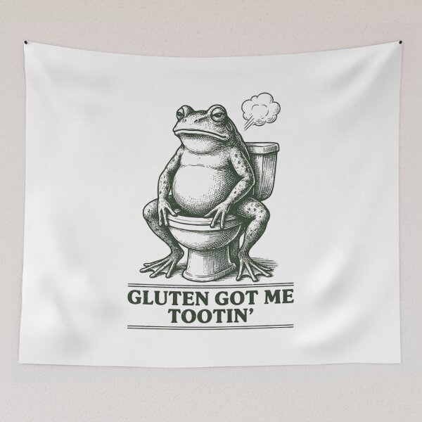 Artikelvorschau, Gluten macht mich ganz kackig – Lustiger Frosch-Toilettenhumor – Zöliakie, glutenfrei entworfen und verkauft von Dabbing Turtle Designs.