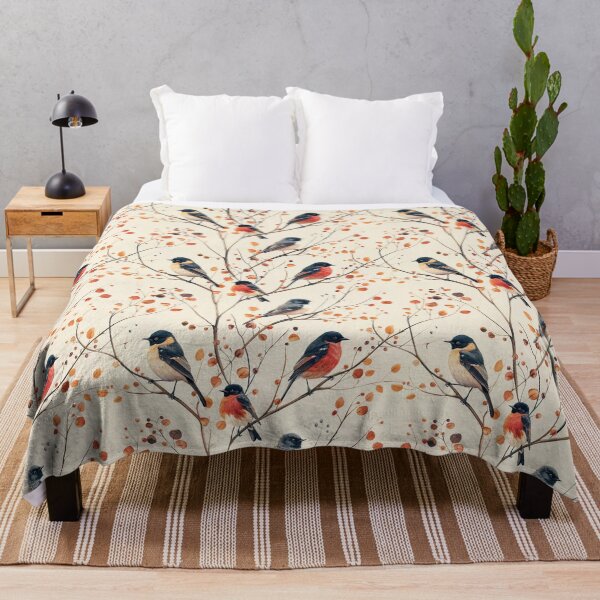 Item preview, Minimalist Watercolor Birds and Autumn Branches Pattern designed and sold by NTGUILTY.