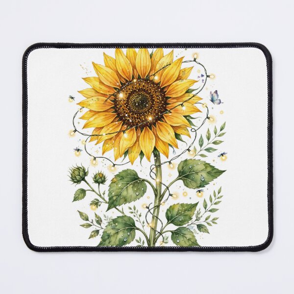 Item preview, Enchanted Sunflower Fairy Lights Watercolor designed and sold by RareBotanical .