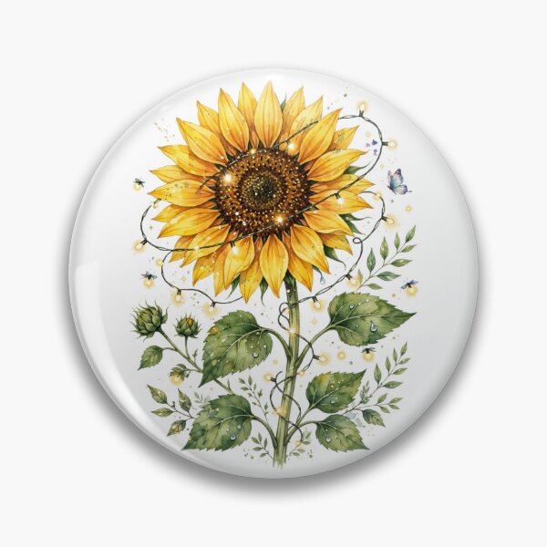 Item preview, Enchanted Sunflower Fairy Lights Watercolor designed and sold by RareBotanical .