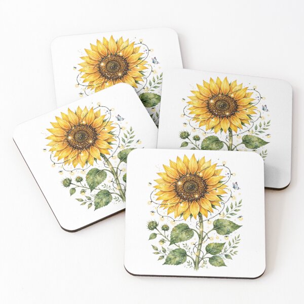 Item preview, Enchanted Sunflower Fairy Lights Watercolor designed and sold by FineLineBotanical .