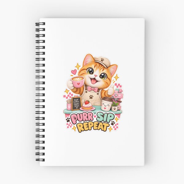 Item preview, Purr Sip Repeat – Cute Cat Barista Coffee Sticker designed and sold by Purr & Pixel Studio.